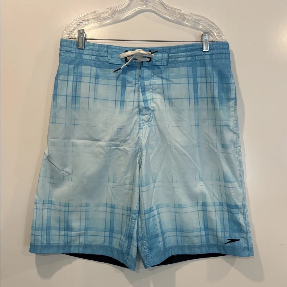 Speedo Dip-Dye Plaid Board‎ Shorts Swim Trunks Men’s Size Large